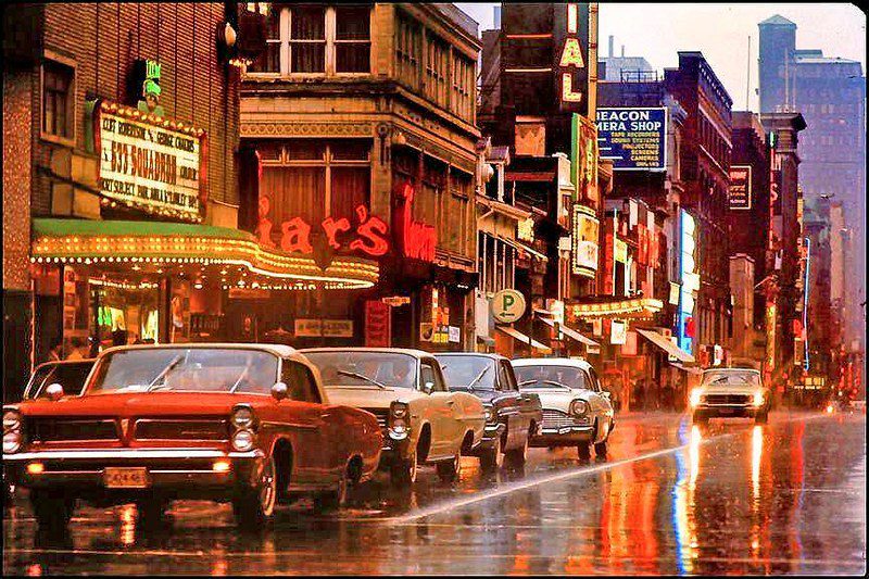 Rainy day at Dundas Square, Toronto - 1964