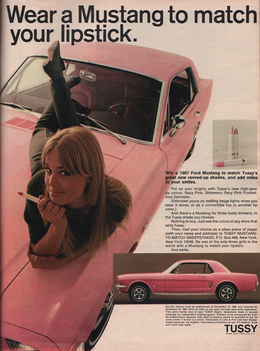 Wear a Mustang to Match Your Lipstick - Tussy & Ford 1966 Ad