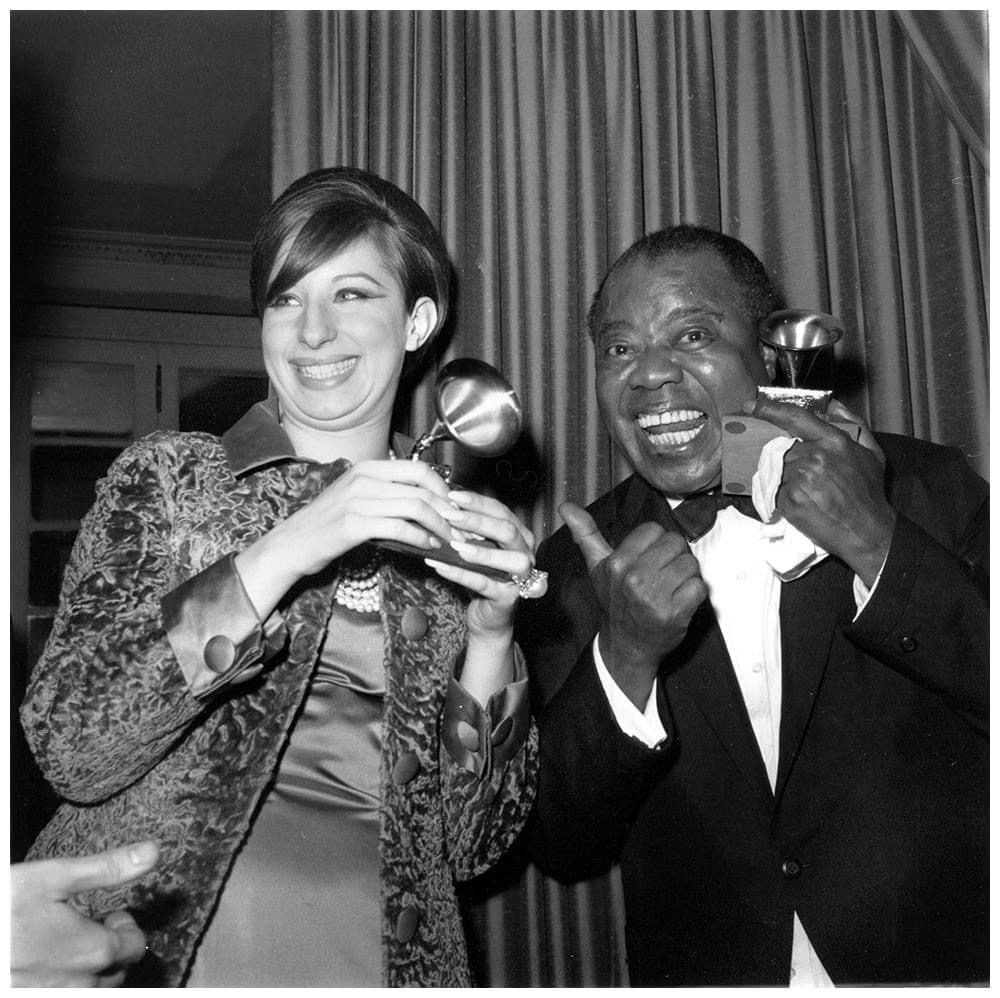 Barbra Streisand and Louis Armstrong receive Grammy Award for Hello Dolly 1965