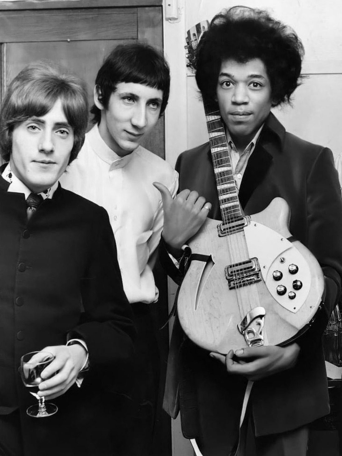 Jimi Hendrix with Pete Townsend and Roger Daltrey of The Who, 1967