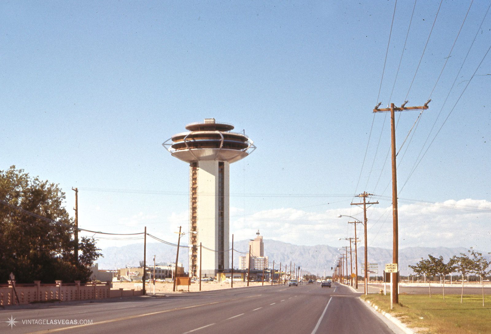 Paradise Rd, Las Vegas, October 1963. Landmark Hotel, unfinished.