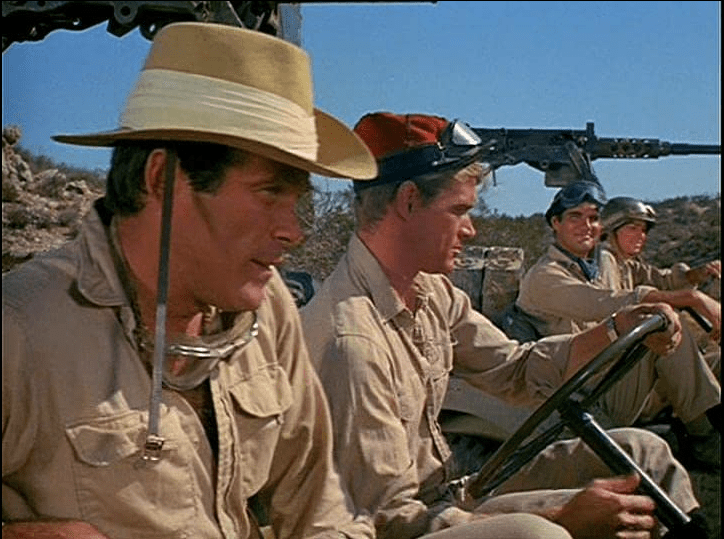 Lawrence P. Casey, Christopher George, Darwin Joston, and Gary Raymond in The Rat Patrol (1966)