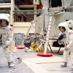 Apollo 11 astronauts Buzz Aldrin and Neil Armstrong spent months training at Johnson Space Center for their July 1969 moon landing.