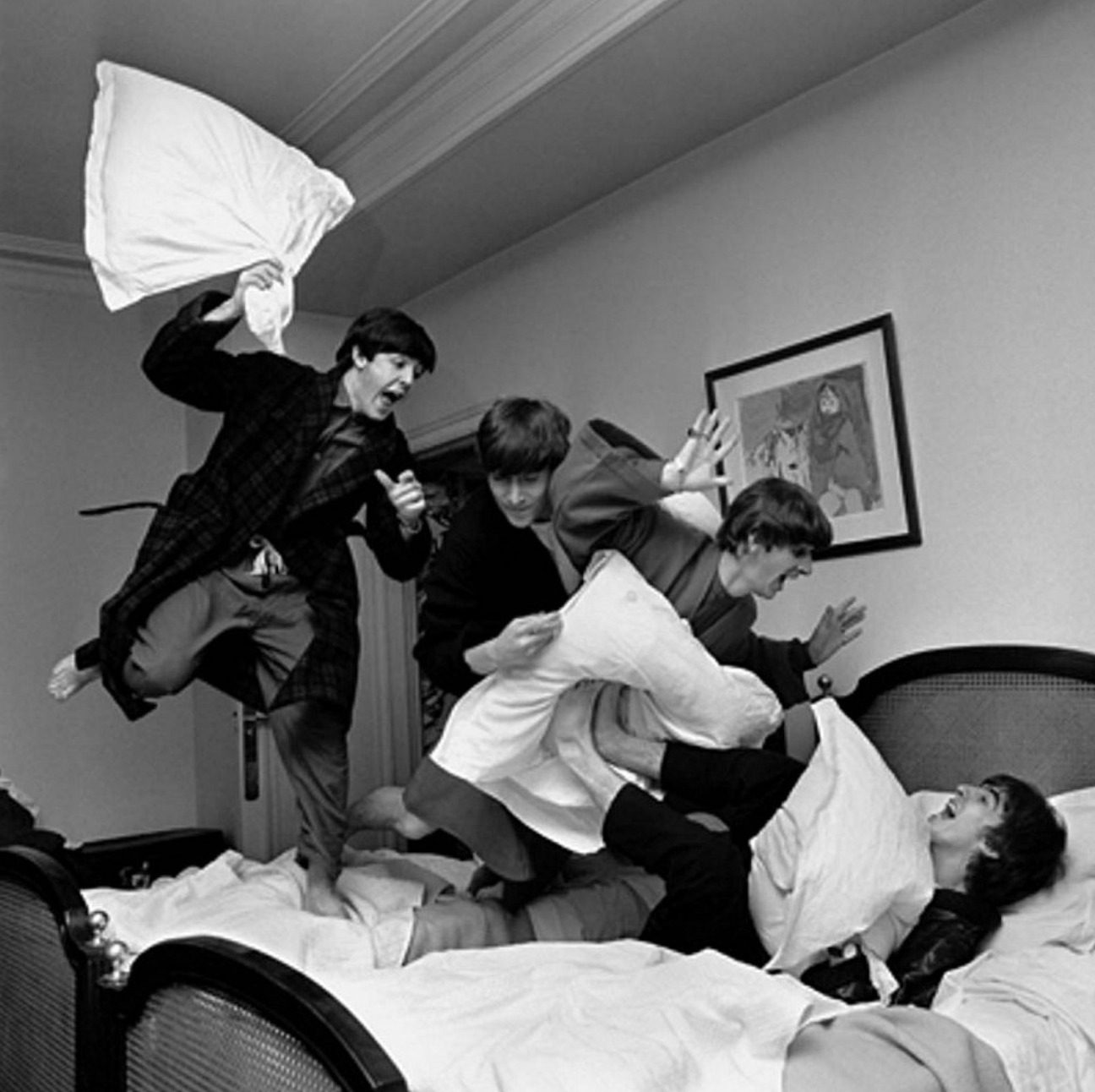 The Beatles Having a Pillow Fight,  1964