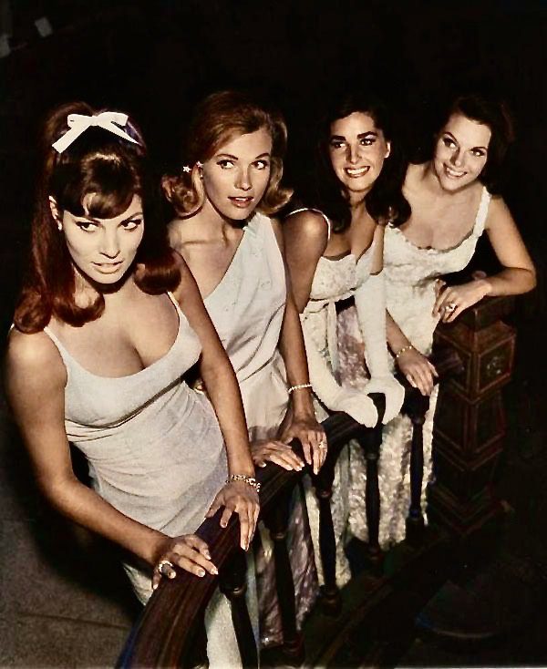 Raquel Welch, Peggy Jacobsen, Edy Williams, and Siv Aberg (The Rogues, 1965)
