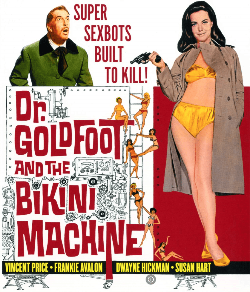Vincent Price, Susan Hart, Dwayne Hickman, and Jack Mullaney in Dr. Goldfoot and the Bikini Machine (1965)