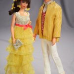 Barbie and Ken in 1969, wearing formal gift set costumes