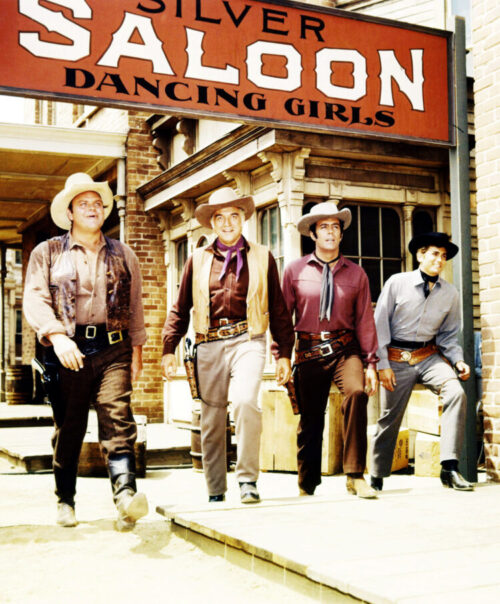 Members of the cast of the TV western series 'Bonanza', circa 1965