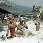 Beach goers in Crimea, USSR. 1963.
