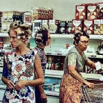 At the grocery store in the 1960s.