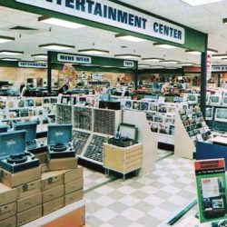 A home entertainment department at a G.C. Murphy store in 1968