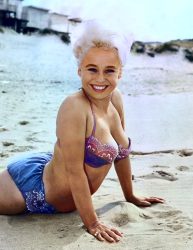 Barbara Windsor on the beach