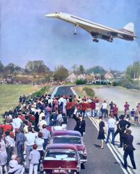 The first UK-built Concorde flew from Filton, Gloucestershire to RAF (Royal Air Force) Fairford on 9 April 1969, piloted by Brian Trubshaw.
