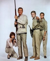 Elsa Martinelli-John Wayne-Hardy Krüger-Michèle Girardon Hatari (Hatari!) 1962, de Howard Hawks.