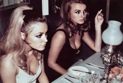 Sharon Tate and Barbara Bouchet at Playboy Club London in 1966