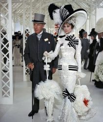 Wilfred Hyde-White and Audrey Hepburn in the Ascot scene from My Fair Lady (1964).