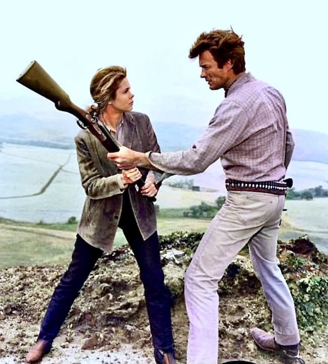 Elizabeth Montgomery and Clint Eastwood on tv show Rawhide in 1963