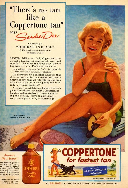 Sandra Dee in a coppertone ad