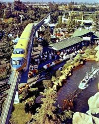 from a Skyway bucket looking down on the Matterhorn & Monorail 1960s