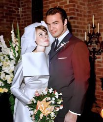 Burt Reynolds, here with Judy Carne (both under contract to CBS Television) on their wedding day, June 1963.