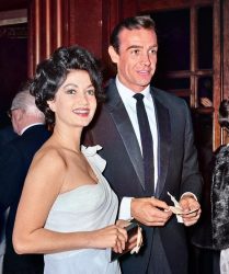 Zena Marshall and Sean Connery after the world premiere of “Dr. No ”, held at the London Pavilion. (1962)