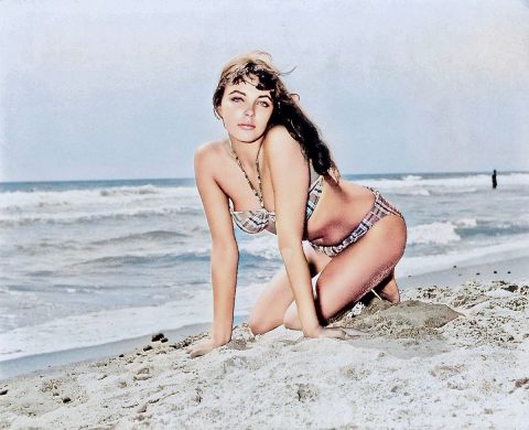 Joan Collins bikini time on the beach