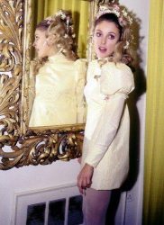 Atrocious mini wedding dresses were all the rage when Sharon Tate got married to Roman Polanski in London.